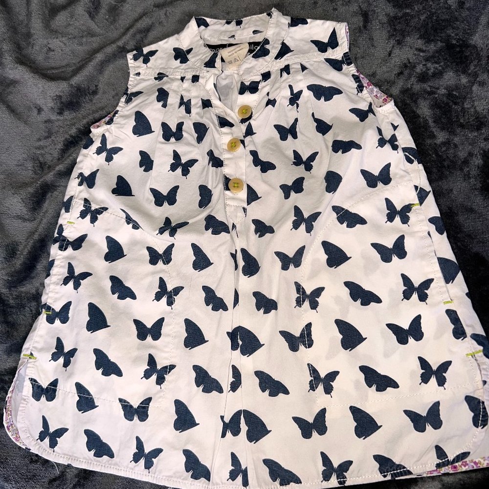 Morgan&Milo 2Y white dress with blue butterflies